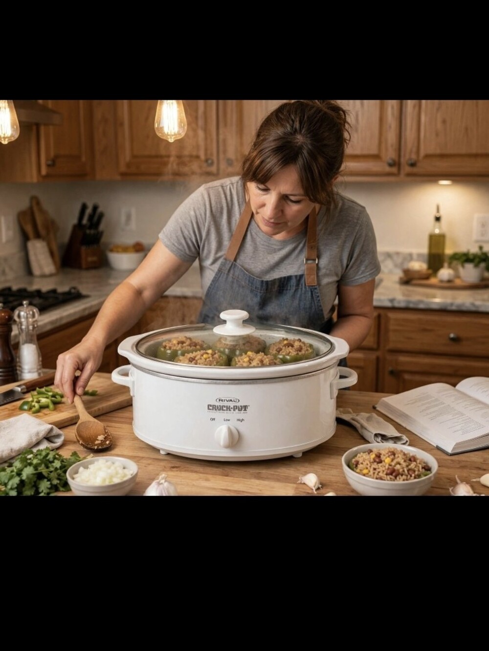 Vintage Rival Crock-Pot Slow Cooker 3 1/2 Quart - Model 3735PC W - With Traveler